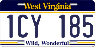 WV license plate 1CY185