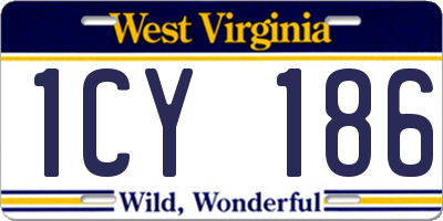 WV license plate 1CY186