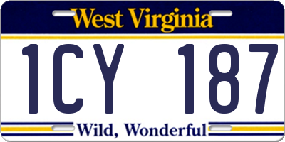 WV license plate 1CY187