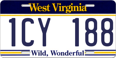 WV license plate 1CY188
