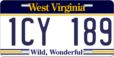 WV license plate 1CY189