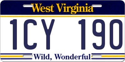 WV license plate 1CY190