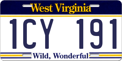 WV license plate 1CY191