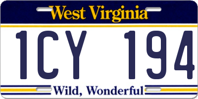 WV license plate 1CY194
