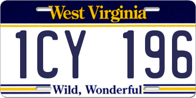 WV license plate 1CY196