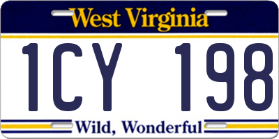 WV license plate 1CY198