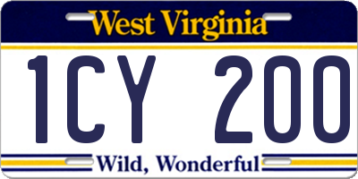 WV license plate 1CY200