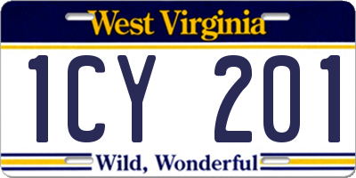 WV license plate 1CY201