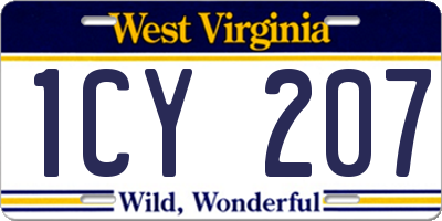 WV license plate 1CY207