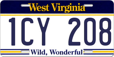 WV license plate 1CY208