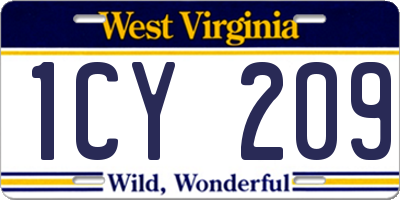 WV license plate 1CY209