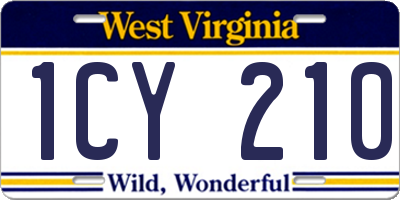 WV license plate 1CY210