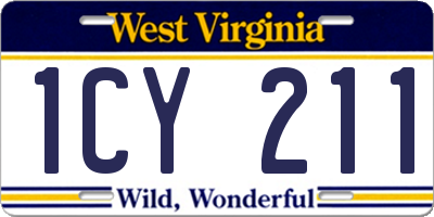 WV license plate 1CY211