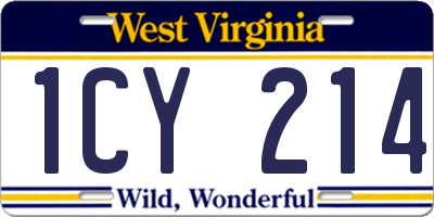 WV license plate 1CY214