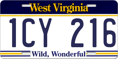 WV license plate 1CY216