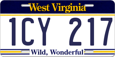 WV license plate 1CY217