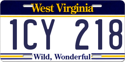 WV license plate 1CY218