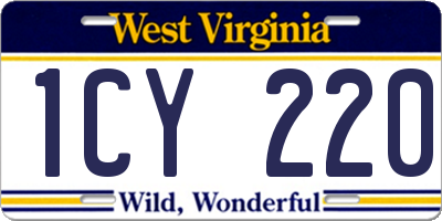 WV license plate 1CY220