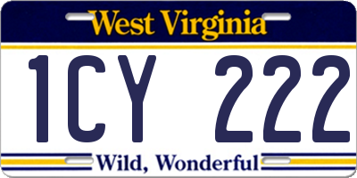 WV license plate 1CY222