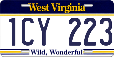 WV license plate 1CY223