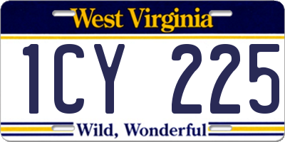WV license plate 1CY225