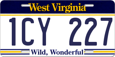 WV license plate 1CY227