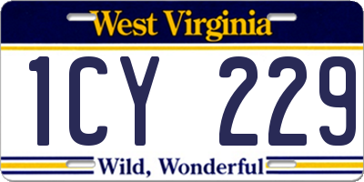 WV license plate 1CY229