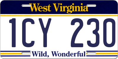 WV license plate 1CY230