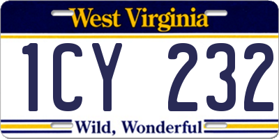 WV license plate 1CY232