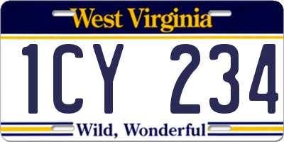WV license plate 1CY234