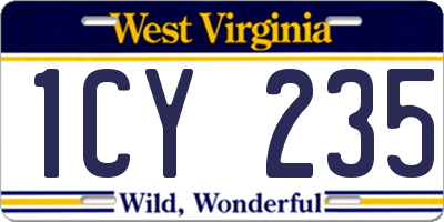 WV license plate 1CY235