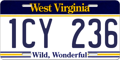 WV license plate 1CY236