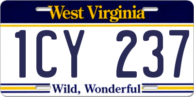 WV license plate 1CY237