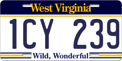 WV license plate 1CY239