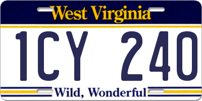 WV license plate 1CY240
