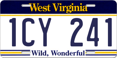 WV license plate 1CY241