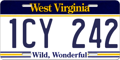 WV license plate 1CY242