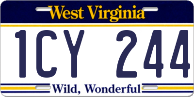 WV license plate 1CY244