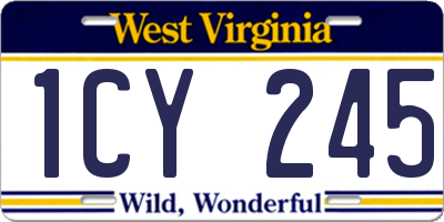 WV license plate 1CY245