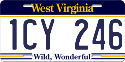 WV license plate 1CY246