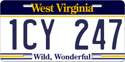 WV license plate 1CY247