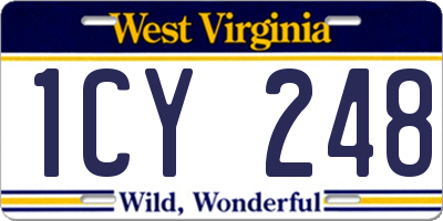 WV license plate 1CY248