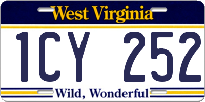 WV license plate 1CY252