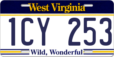 WV license plate 1CY253
