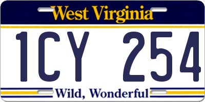 WV license plate 1CY254