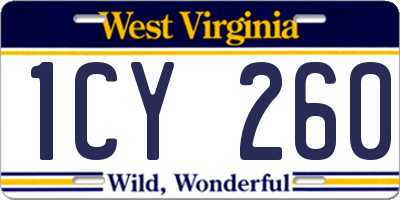 WV license plate 1CY260