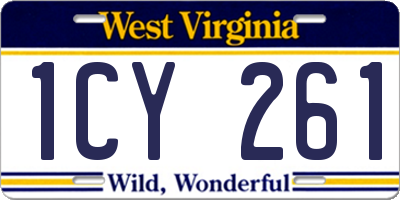 WV license plate 1CY261