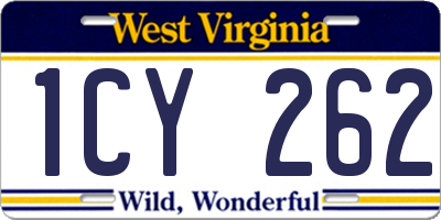 WV license plate 1CY262