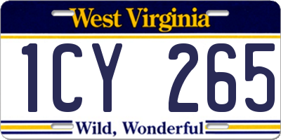 WV license plate 1CY265
