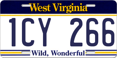 WV license plate 1CY266